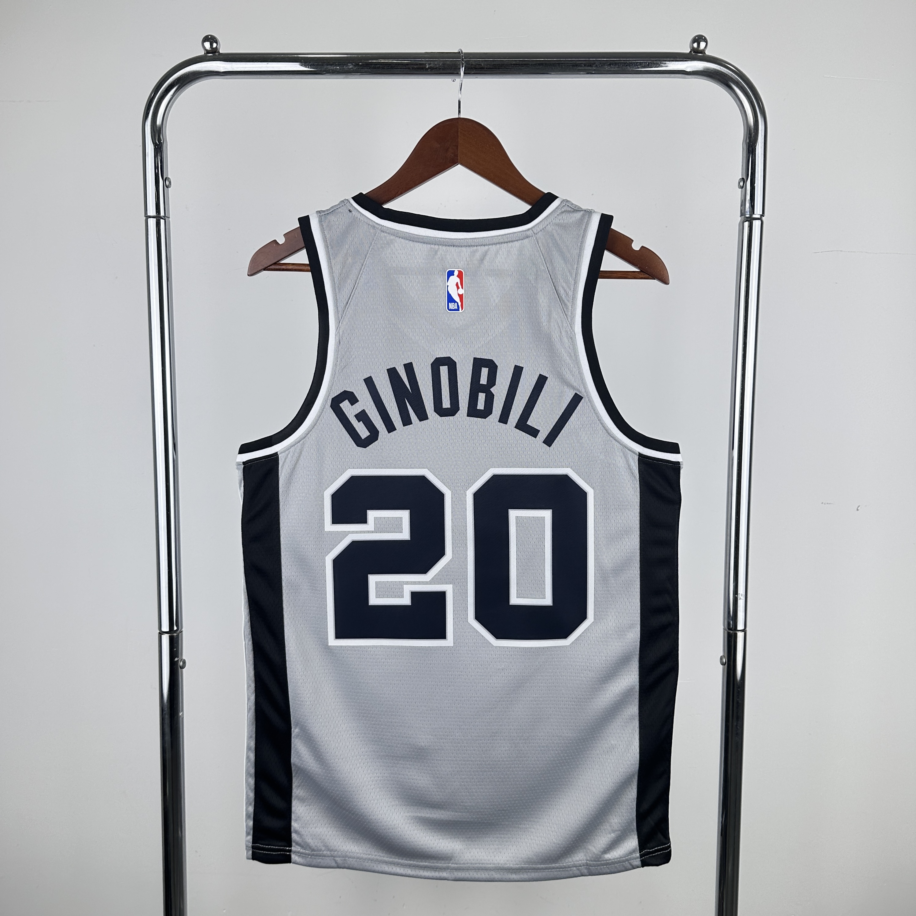 Men San Antonio Spurs #20 Ginobili Grey NBA 2024 Jersey->more jerseys->NBA Jersey